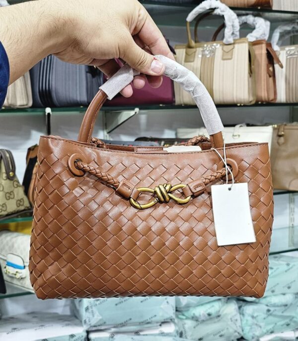 Bottega Veneta Inspired Woven Leather Tote Bag in Tan